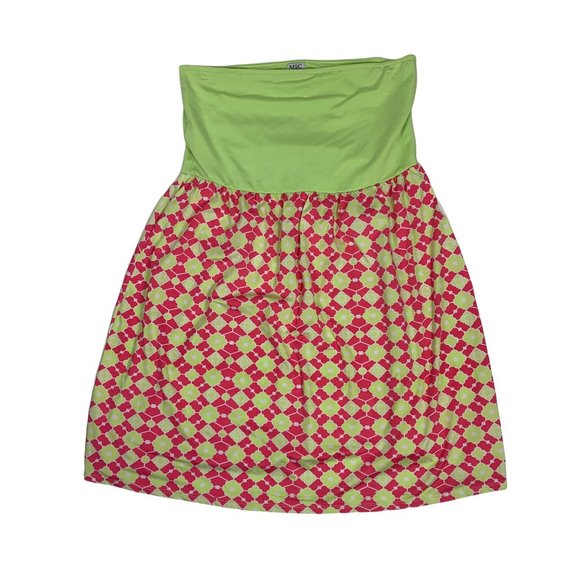 MSC Pull On Stretch Skirt NWOT Lime Green Pink S M L Pull On Casual - Picture 1 of 5